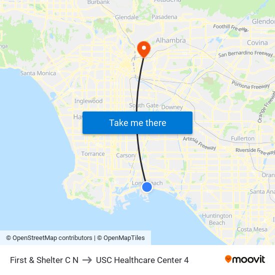 First & Shelter C N to USC Healthcare Center 4 map