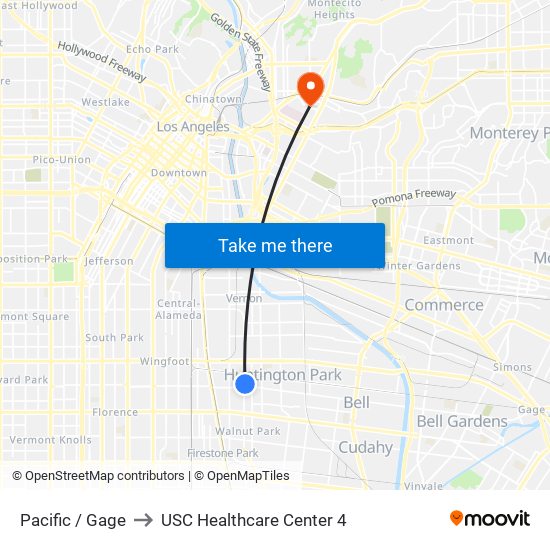 Pacific / Gage to USC Healthcare Center 4 map