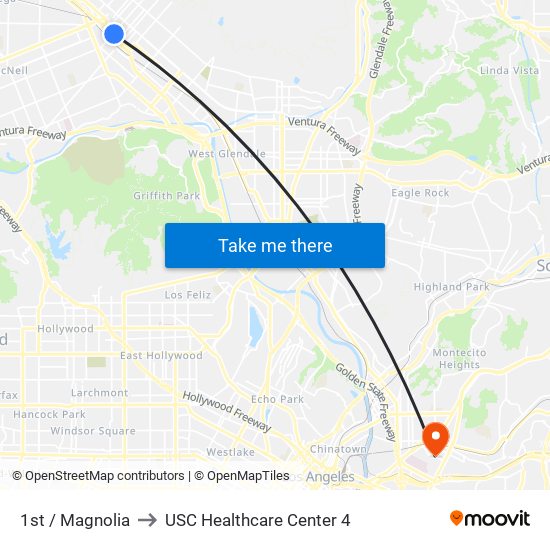 1st / Magnolia to USC Healthcare Center 4 map