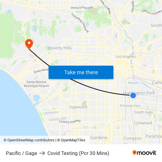 Pacific / Gage to Covid Testing (Pcr 30 Mins) map