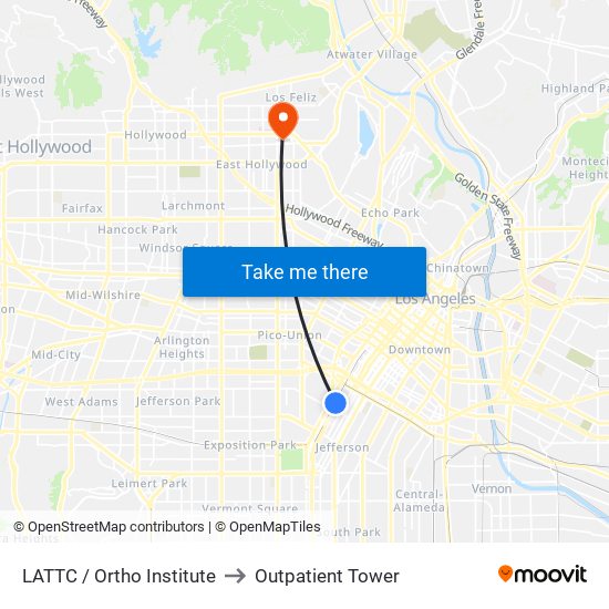 LATTC / Ortho Institute to Outpatient Tower map