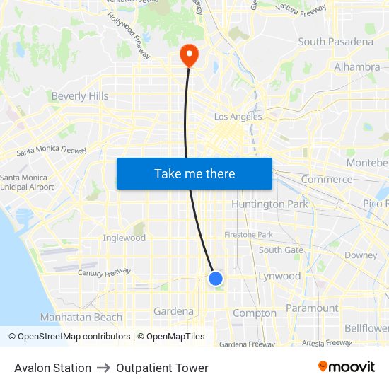 Avalon Station to Outpatient Tower map