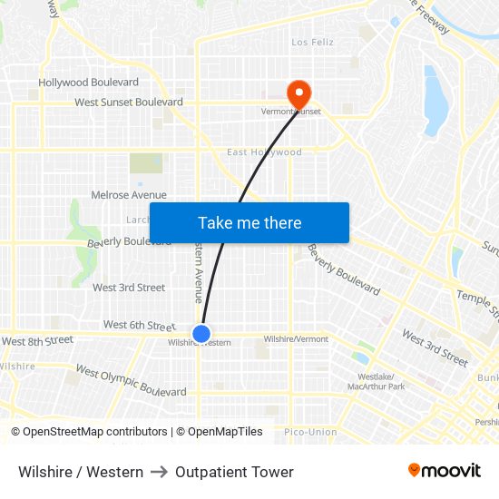 Wilshire / Western to Outpatient Tower map