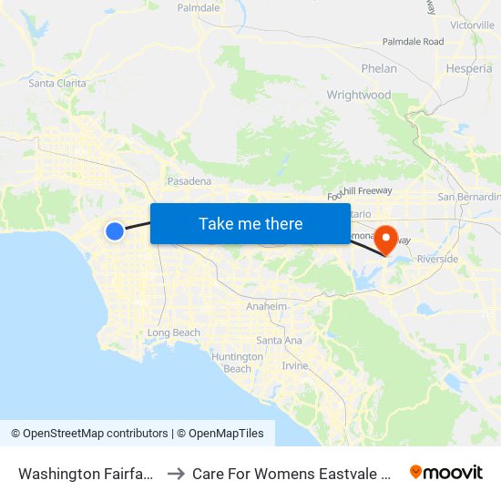 Washington Fairfax Hub to Care For Womens Eastvale Medical map