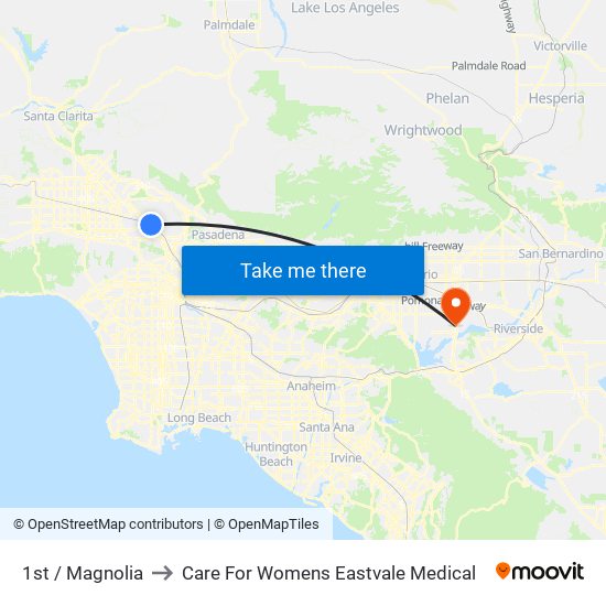 1st / Magnolia to Care For Womens Eastvale Medical map