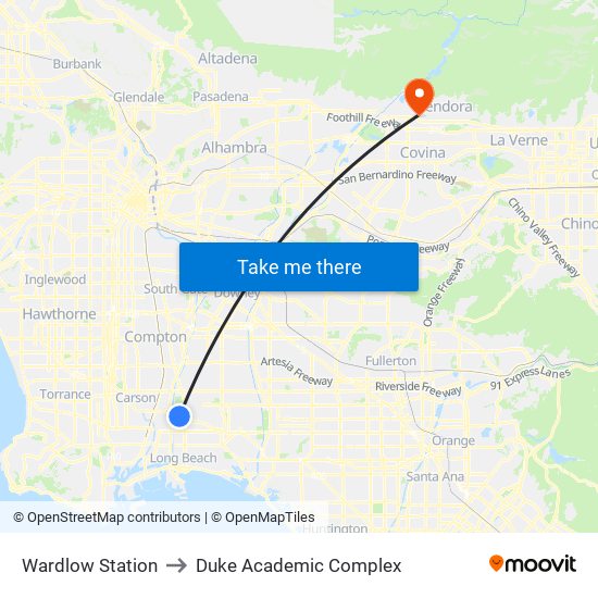 Wardlow Station to Duke Academic Complex map