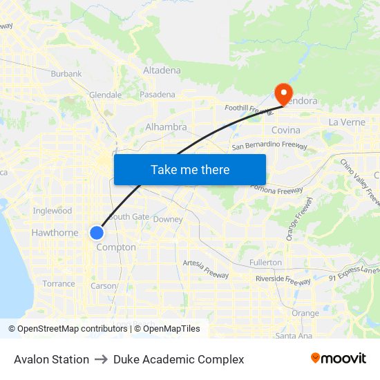 Avalon Station to Duke Academic Complex map