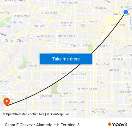 Cesar E Chavez / Alameda to Terminal 3 map