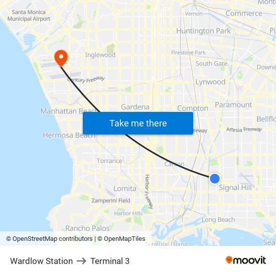 Wardlow Station to Terminal 3 map