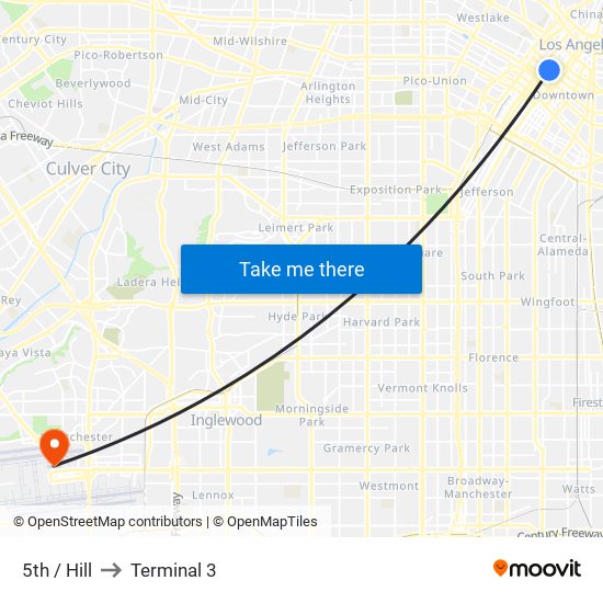 5th / Hill to Terminal 3 map