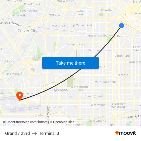 Grand / 23rd to Terminal 3 map