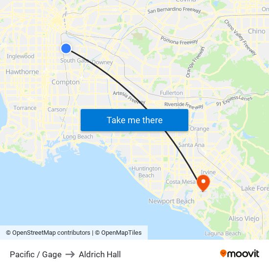 Pacific / Gage to Aldrich Hall map