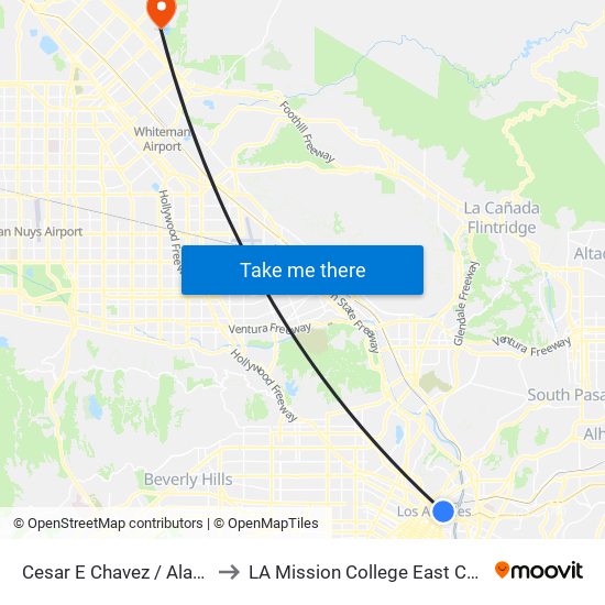 Cesar E Chavez / Alameda to LA Mission College East Campus map