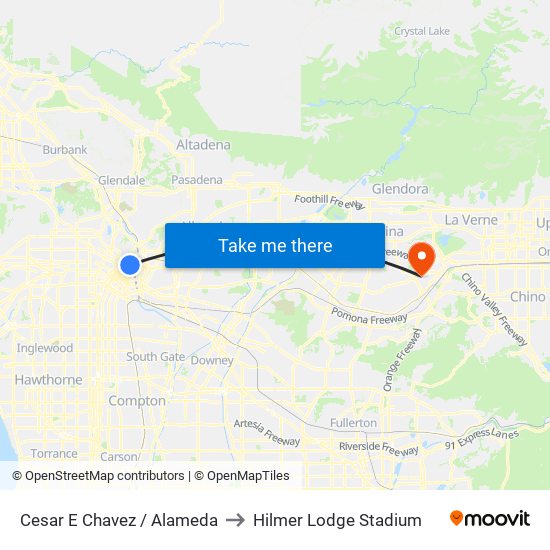 Cesar E Chavez / Alameda to Hilmer Lodge Stadium map