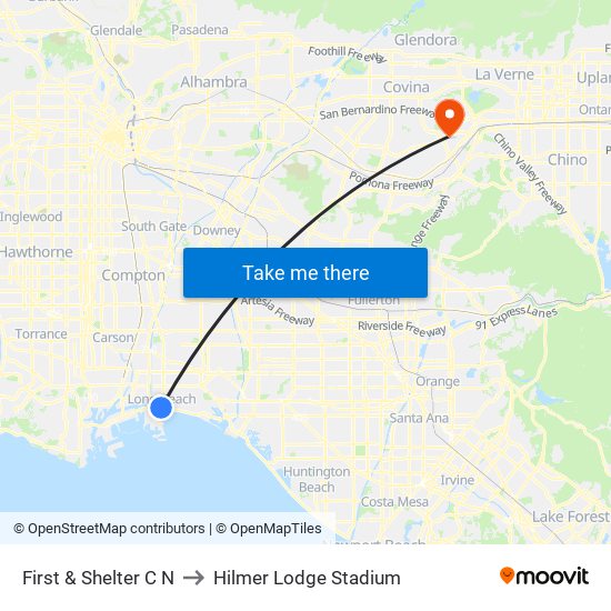 First & Shelter C N to Hilmer Lodge Stadium map