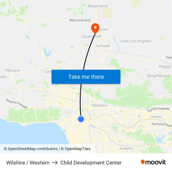 Wilshire / Western to Child Development Center map
