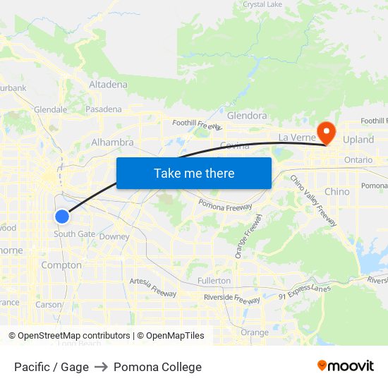 Pacific / Gage to Pomona College map