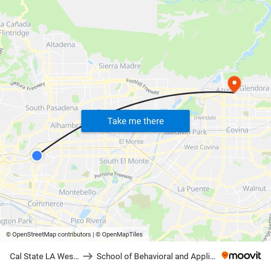 Cal State LA Westbound to School of Behavioral and Applied Sciences map