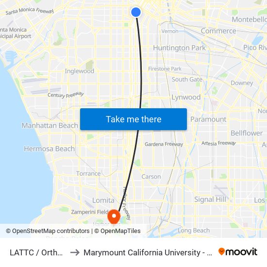 LATTC / Ortho Institute to Marymount California University - Residential Campus map