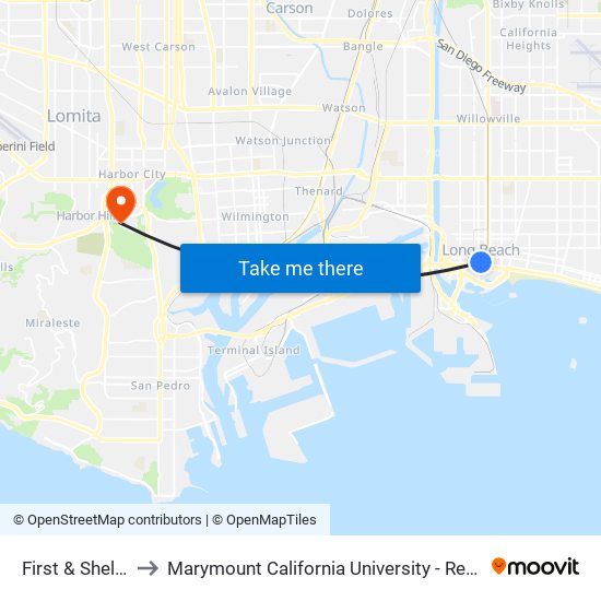 First & Shelter C N to Marymount California University - Residential Campus map