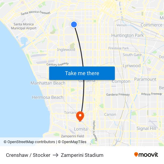 Crenshaw / Stocker to Zamperini Stadium map