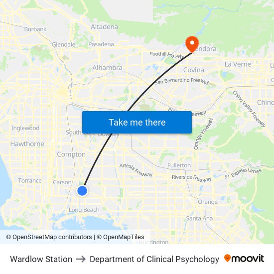 Wardlow Station to Department of Clinical Psychology map