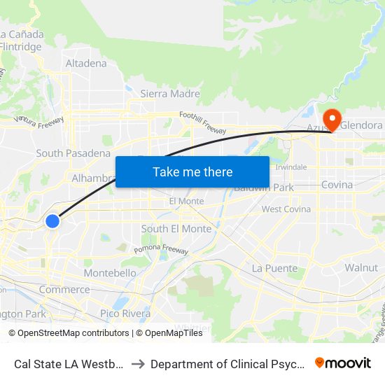 Cal State LA Westbound to Department of Clinical Psychology map