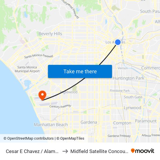 Cesar E Chavez / Alameda to Midfield Satellite Concourse map