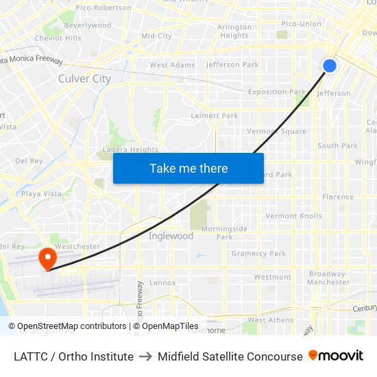 LATTC / Ortho Institute to Midfield Satellite Concourse map