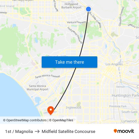 1st / Magnolia to Midfield Satellite Concourse map