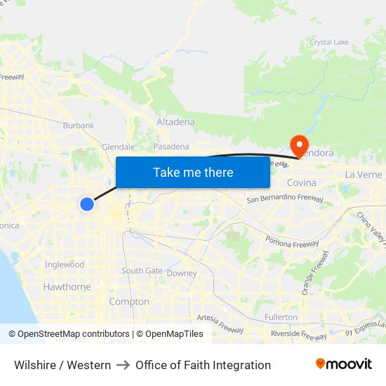 Wilshire / Western to Office of Faith Integration map