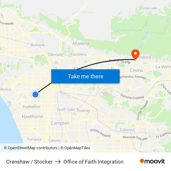 Crenshaw / Stocker to Office of Faith Integration map