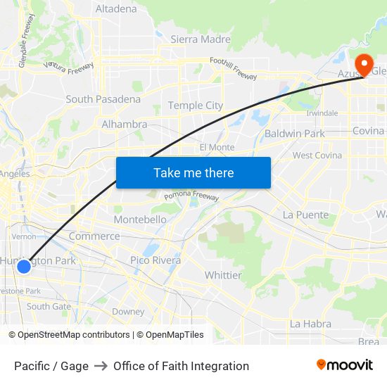 Pacific / Gage to Office of Faith Integration map