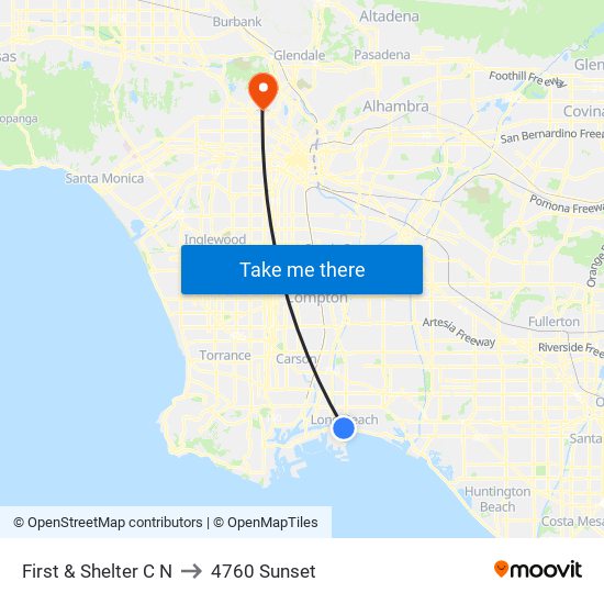 First & Shelter C N to 4760 Sunset map