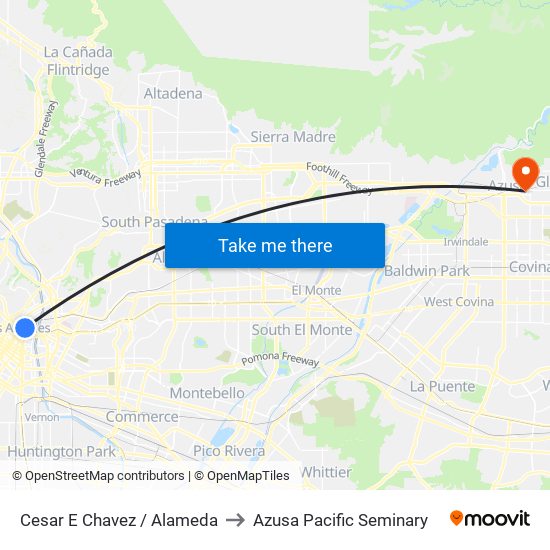 Cesar E Chavez / Alameda to Azusa Pacific Seminary map