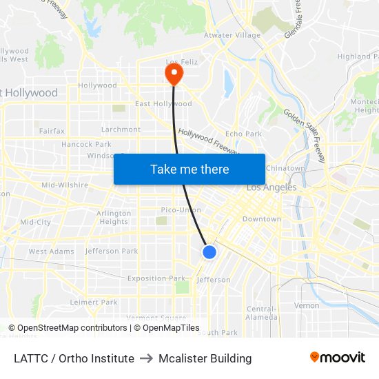 LATTC / Ortho Institute to Mcalister Building map