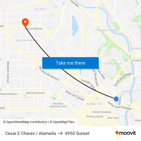 Cesar E Chavez / Alameda to 4950 Sunset map