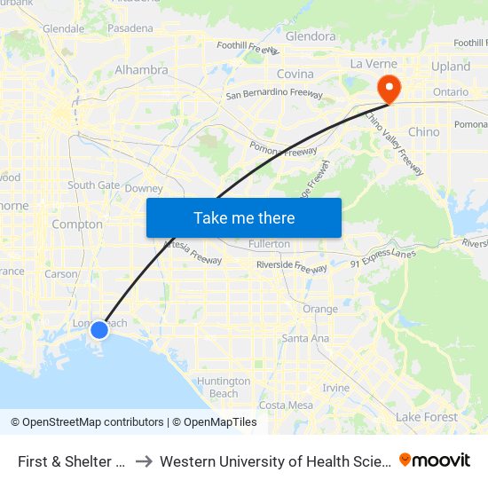 First & Shelter C N to Western University of Health Sciences map