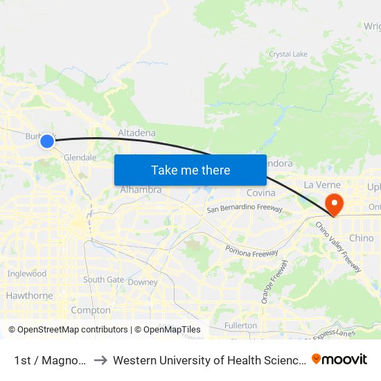 1st / Magnolia to Western University of Health Sciences map