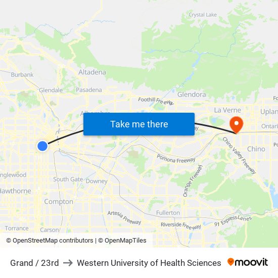 Grand / 23rd to Western University of Health Sciences map