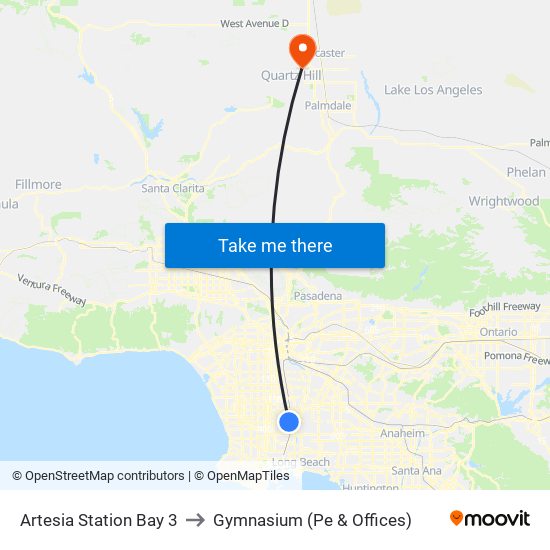 Artesia Station Bay 3 to Gymnasium (Pe & Offices) map