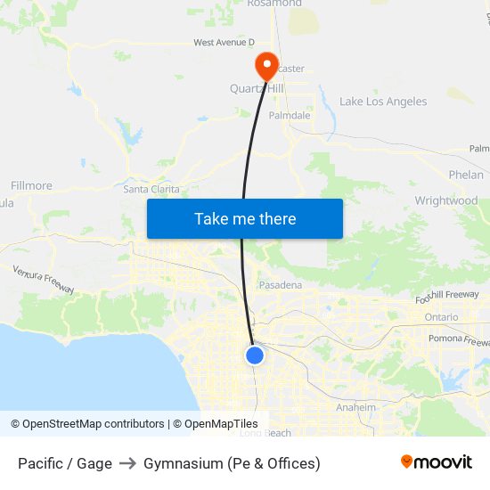 Pacific / Gage to Gymnasium (Pe & Offices) map