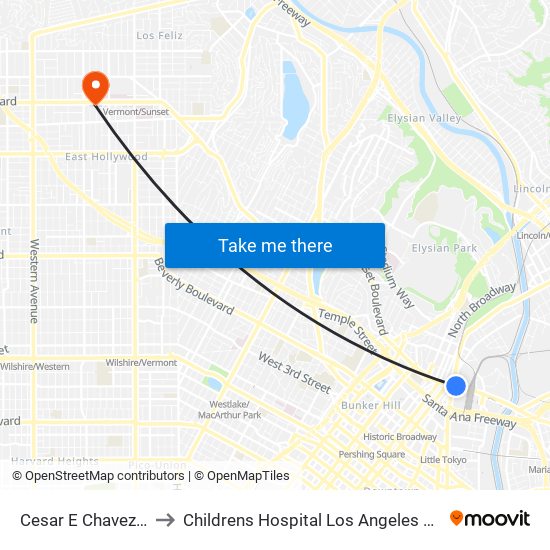 Cesar E Chavez / Alameda to Childrens Hospital Los Angeles Adolescent Medicine map