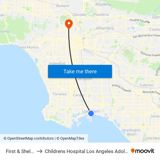 First & Shelter C N to Childrens Hospital Los Angeles Adolescent Medicine map