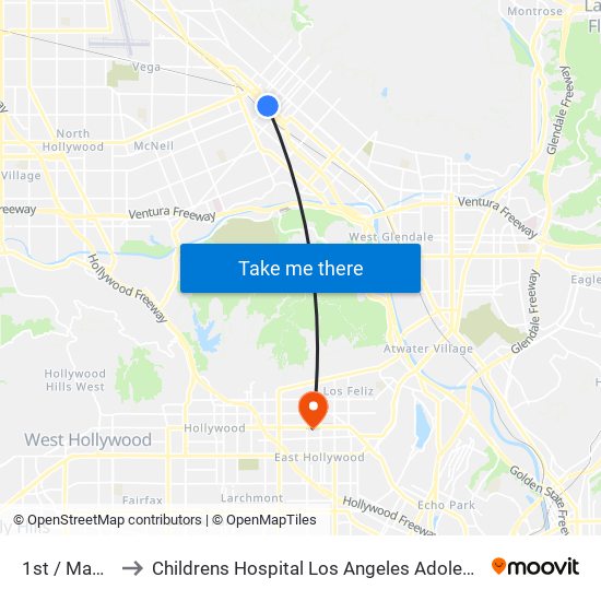 1st / Magnolia to Childrens Hospital Los Angeles Adolescent Medicine map