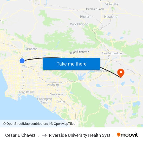 Cesar E Chavez / Alameda to Riverside  University Health System Medical Center map