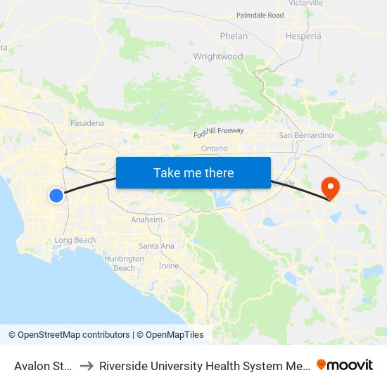 Avalon Station to Riverside  University Health System Medical Center map