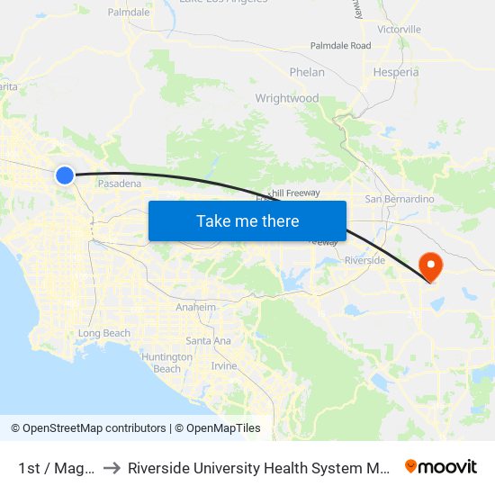 1st / Magnolia to Riverside  University Health System Medical Center map