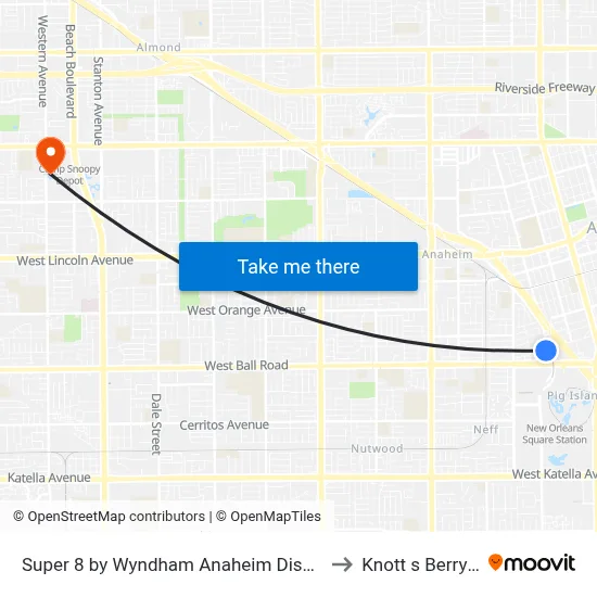 Super 8 by Wyndham Anaheim Disneyland Drive to Knott s Berry Farm map