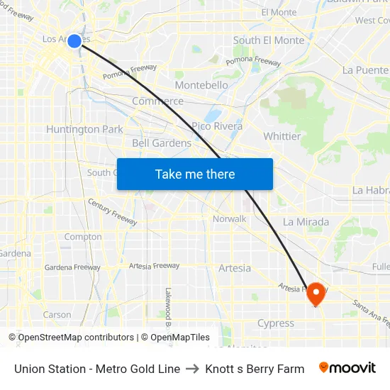 Union Station - Metro Gold Line to Knott s Berry Farm map